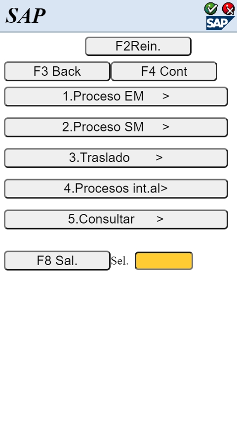 Pantalla transacción SAP its mobile LM01 MENÚ DINÁMICO. Formateada para android.