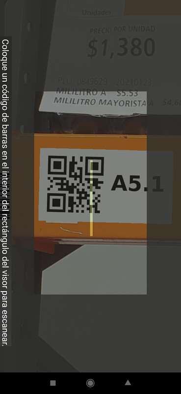 Escaneo de etiqueta de ubicación con cámara trasera del celular
